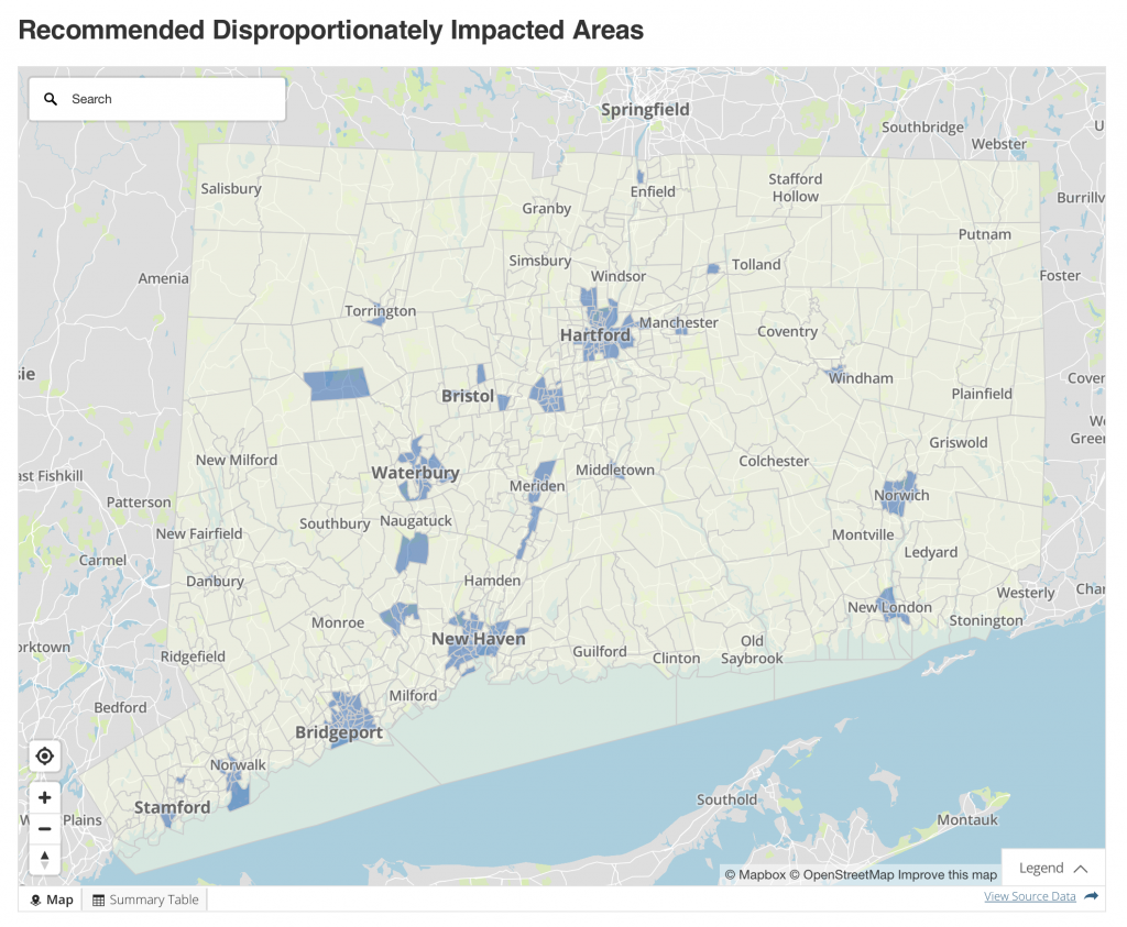 Map of disproportionately impacted areas for cannabis social equity
