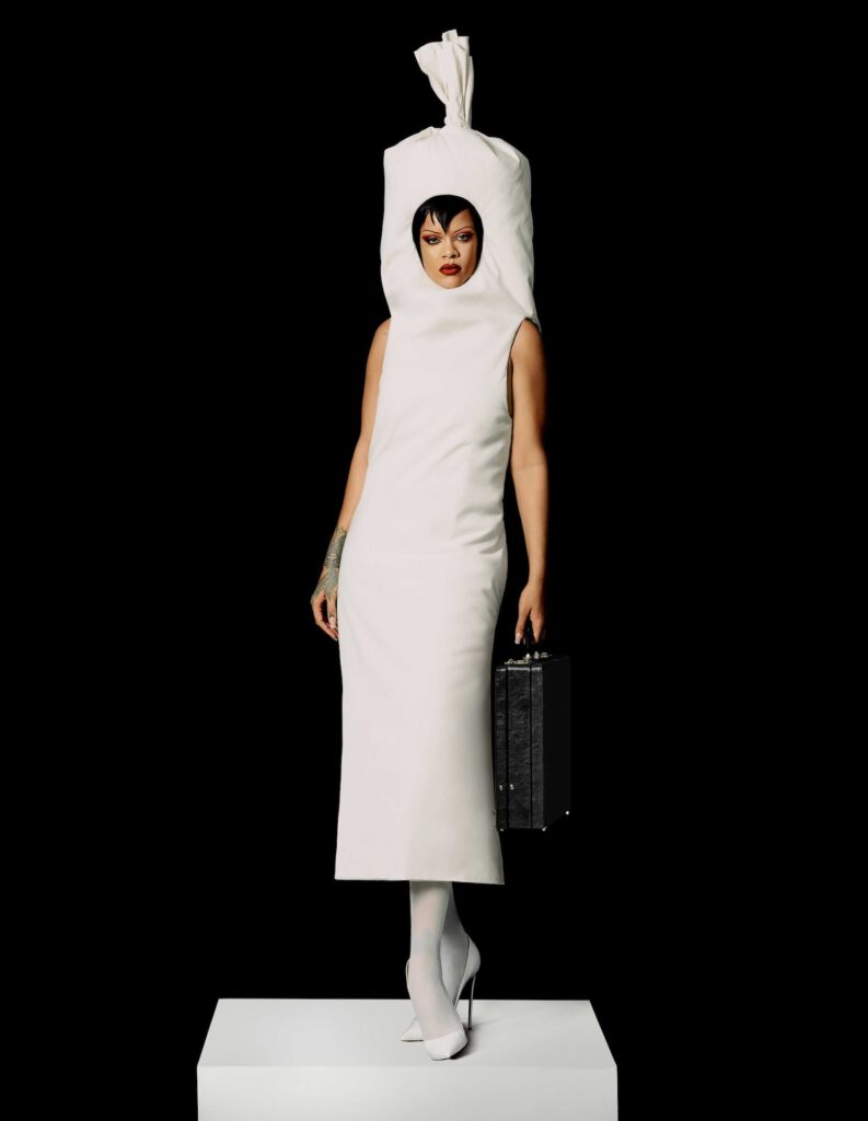 Rihanna wearing Jawara Alleyne x Raw Materials