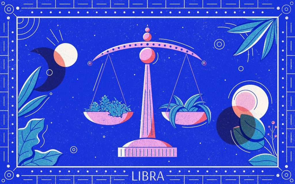 Illustrated image of scales with plants on each side