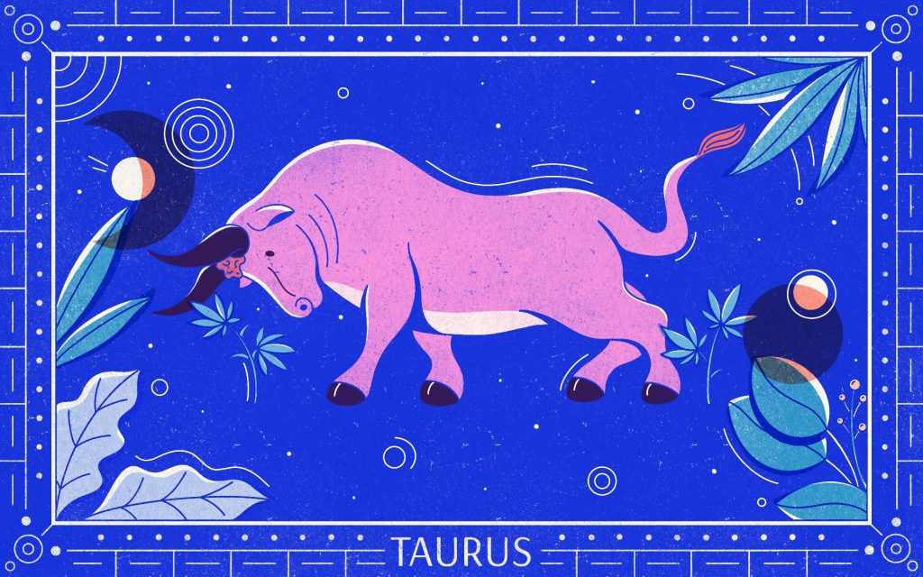 Illustration of a bull on a blue background