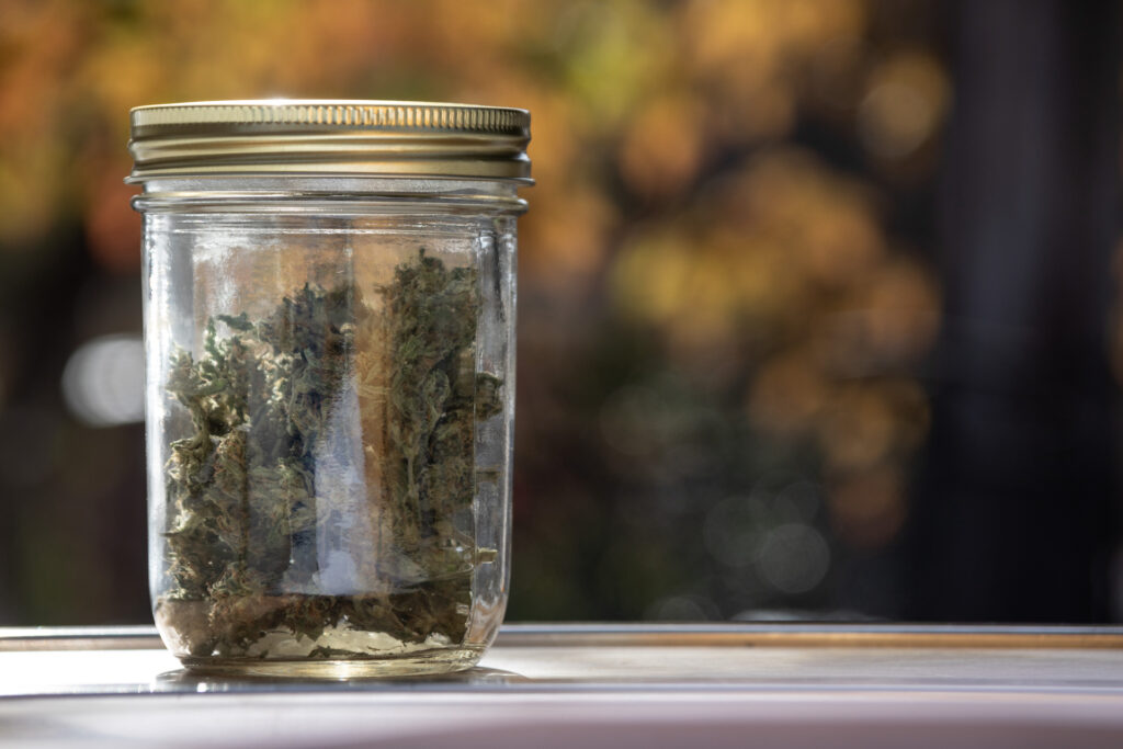 weed in a jar