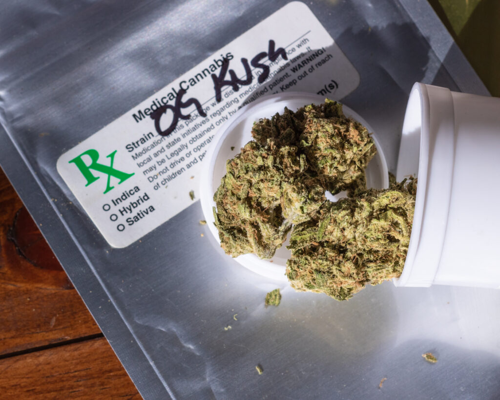 OG Kush in a medical prescription bag