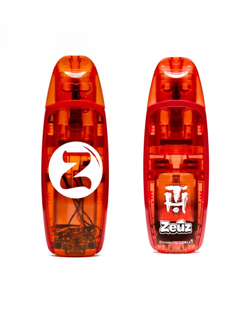 The Zeuz pod system vibrates when you hit it and emits Zkittlez vapor. (Courtesy The Original Z)