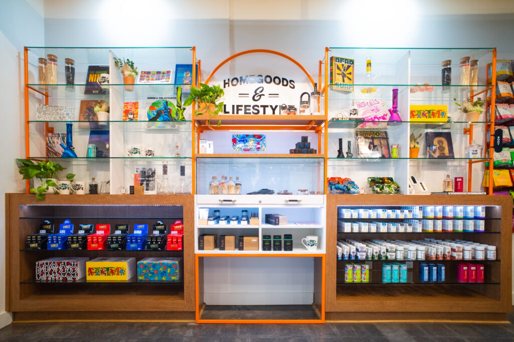 Dispensaries are nice now. Act right. Above, the luminous interior of GorillaRX Wellness in California. (Courtesy GorillaRx Wellness)