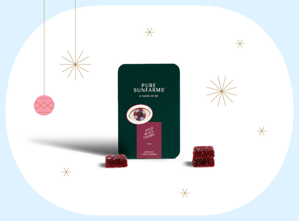 Sour Black Cherry THC Soft Chews edibles by Pure Sunfarms