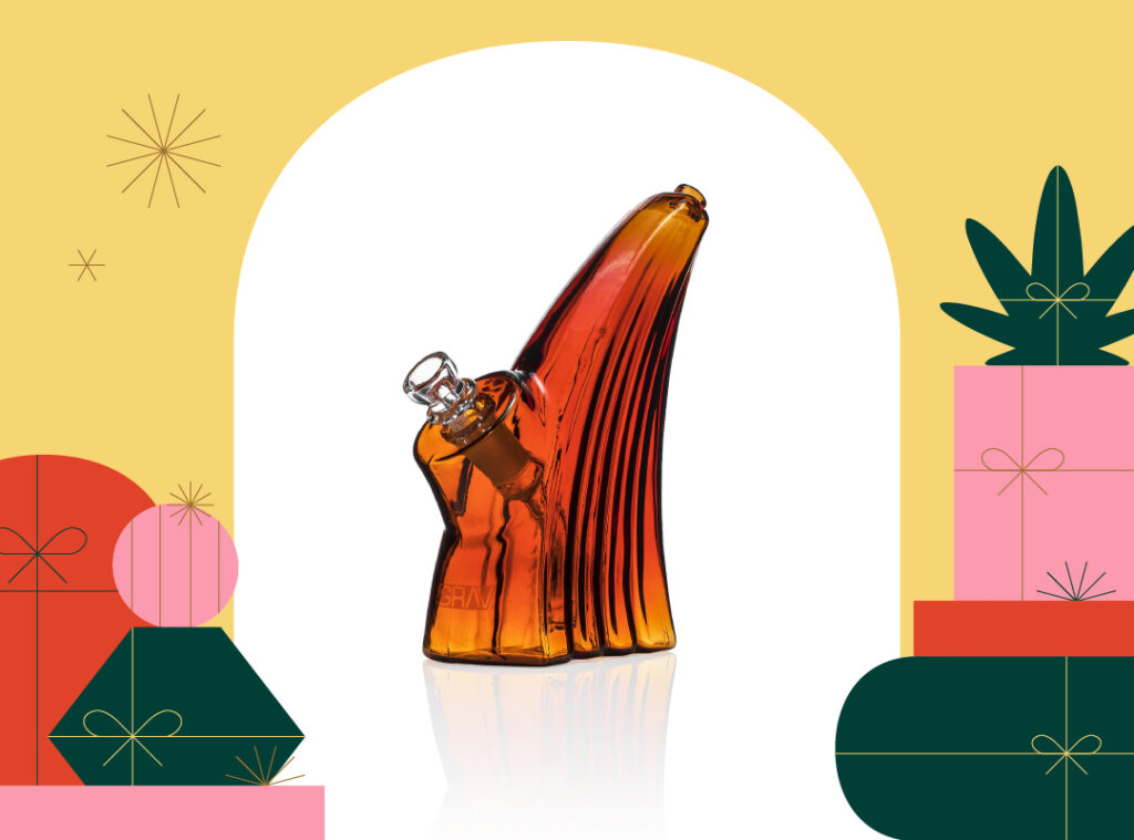 photo of GRAV Wave bubbler in amber on holiday background