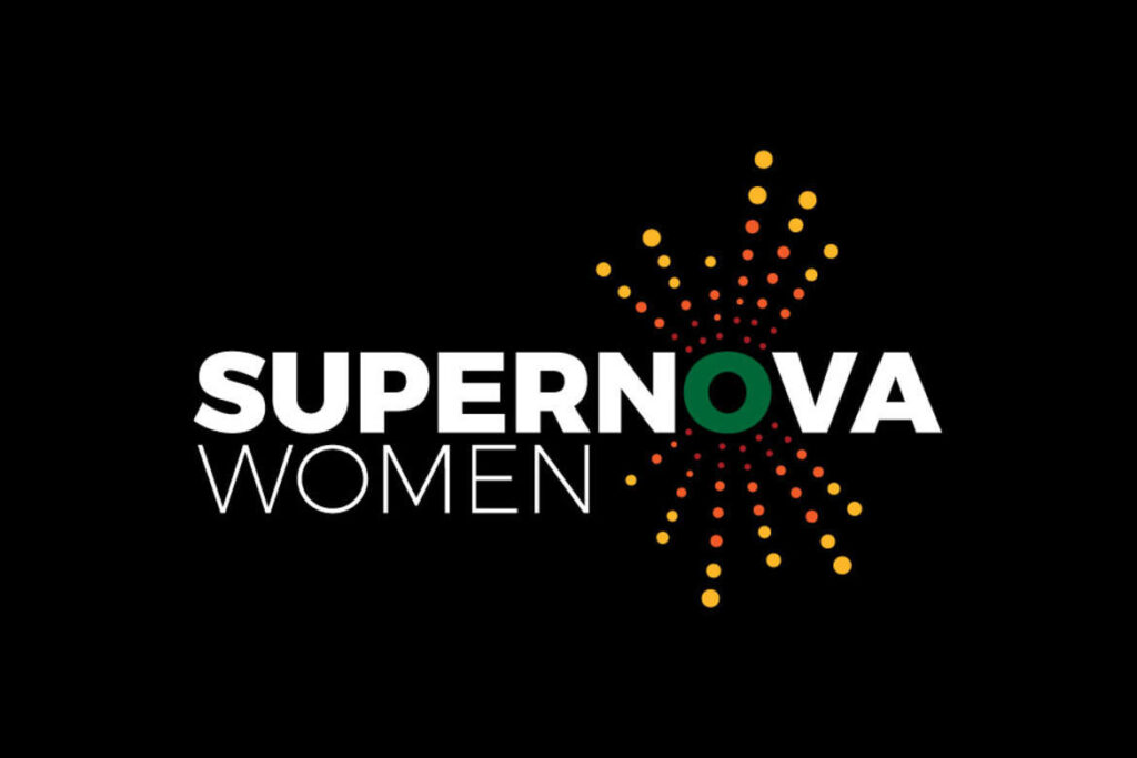 Supernova women logo on black background