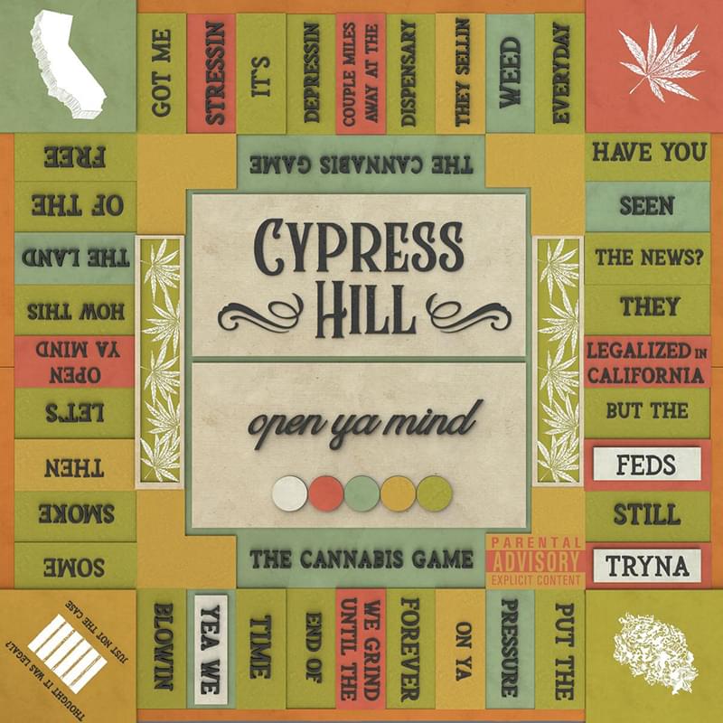 Cypress Hill's new album cover shows a Monopoly-style game board with lyrics about the state of the industry.