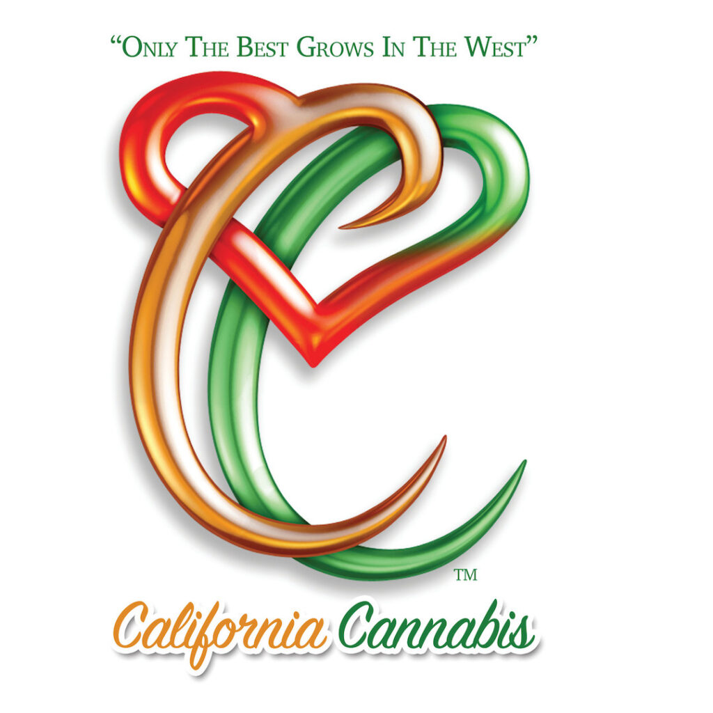 California Cannabis West Coast logo with a green and red C intertwined with hearts and text that reads "only the best grows in the west"