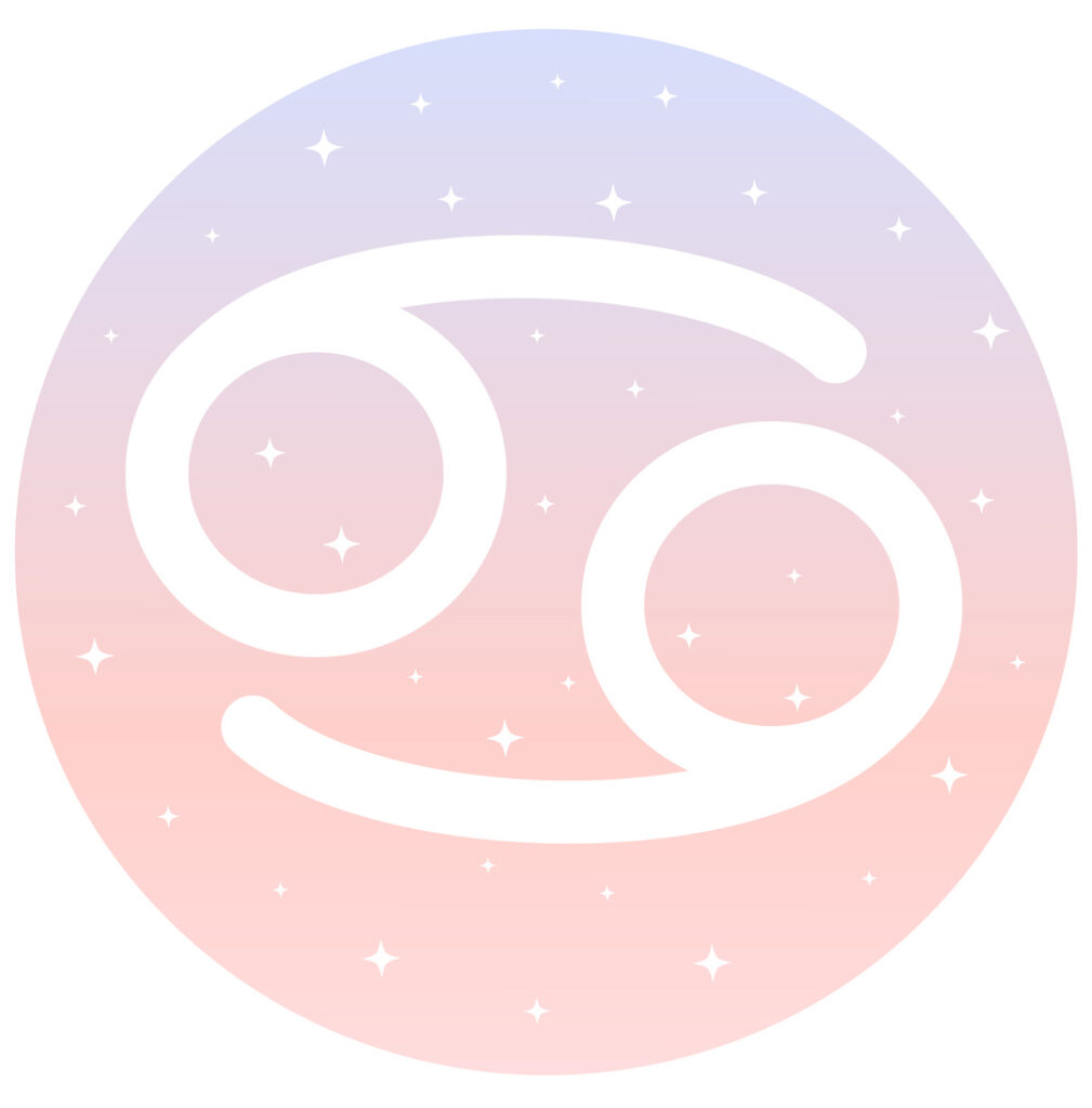 Cancer sign on sparkly pink and purple background