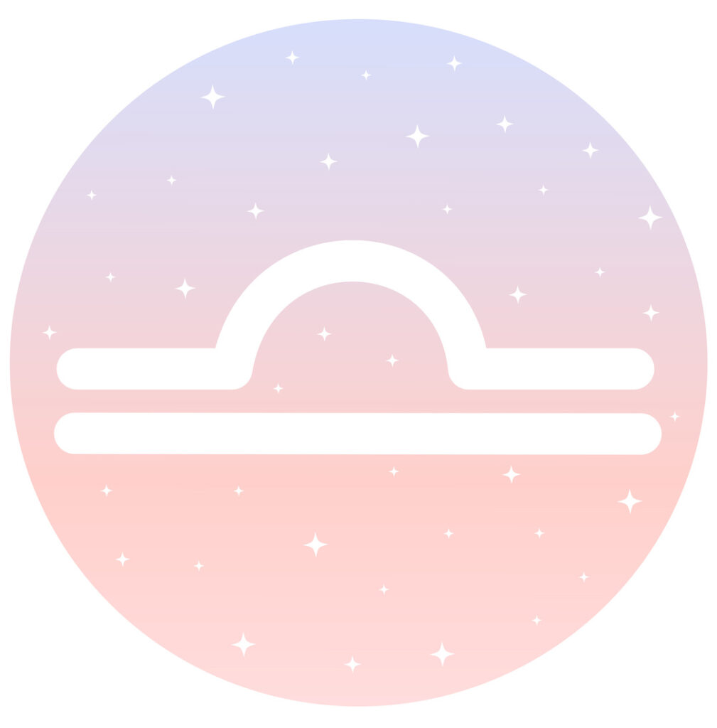 Libra sign on sparkly pink and purple background