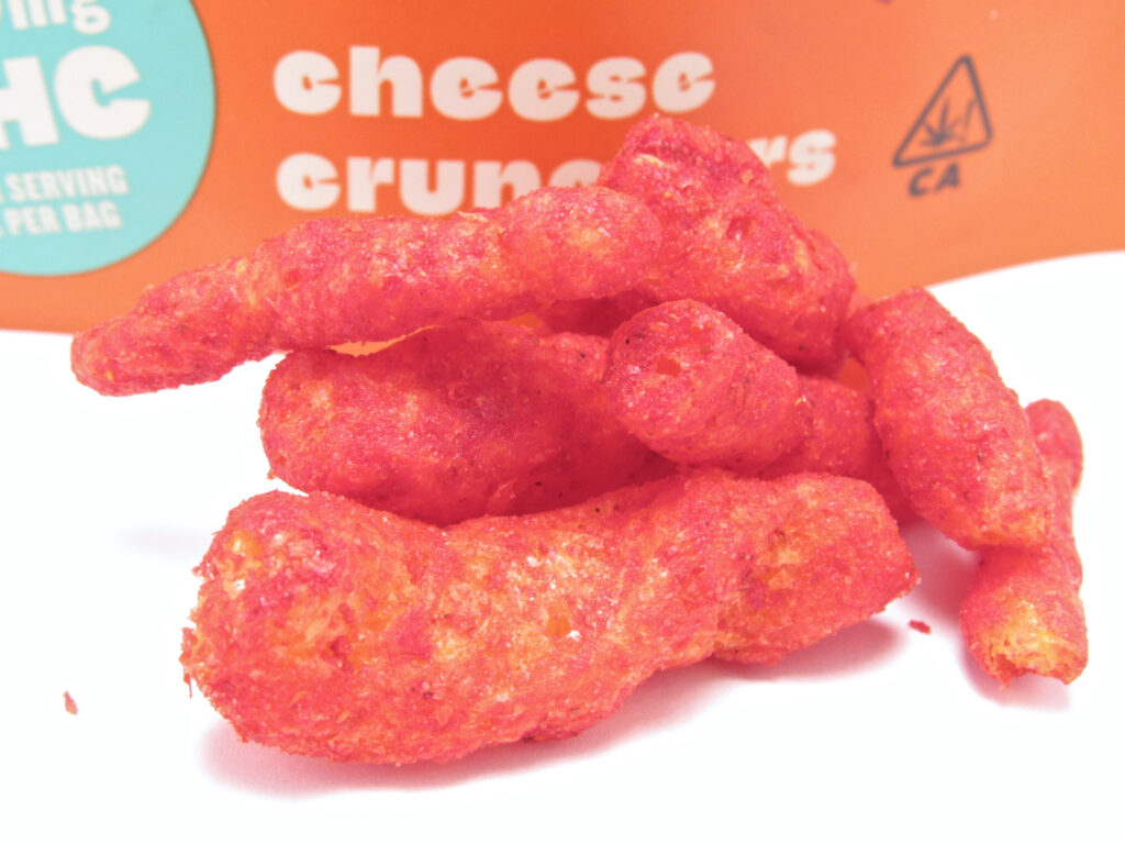 'My body is a temple. A temple made to host parties.': Tsumo Snacks' infused hot cheese crunchers. (David Downs/Leafly)