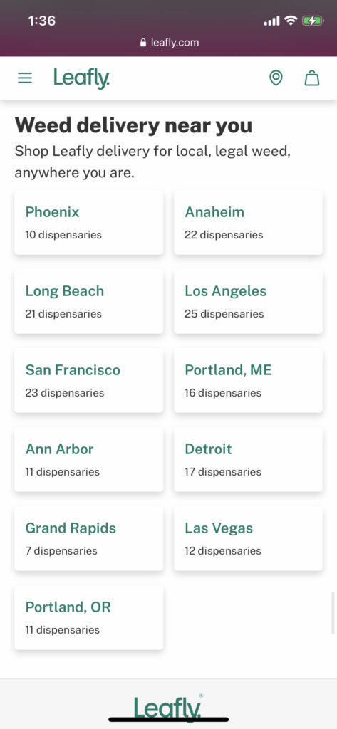 Leafly weed Delivery options across the US. You love to see it.
